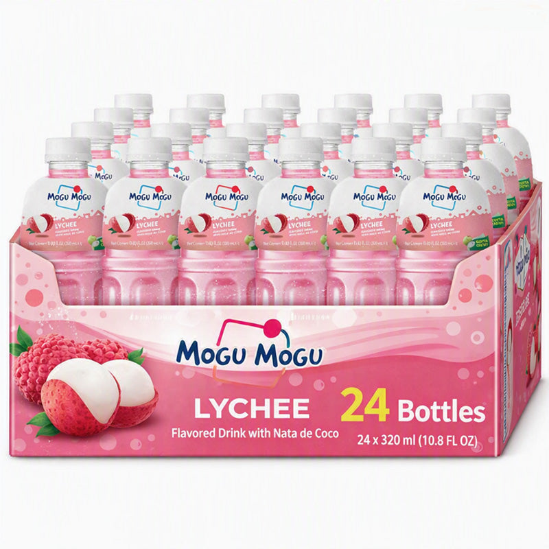 Mogu Mogu Lychee Flavoured Drink with Nata de Coco 320ml (12 & 24 Bottles)