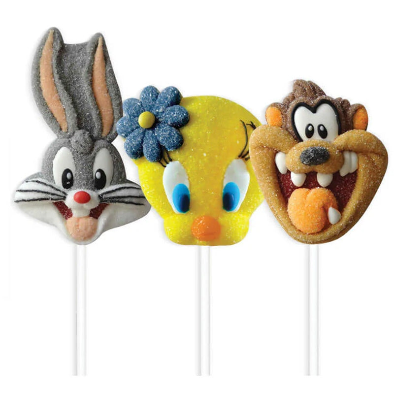 Looney Tunes Candy Marshmallow Pops 45g Cartoon Lollipops (Box of 12 Lollipops)