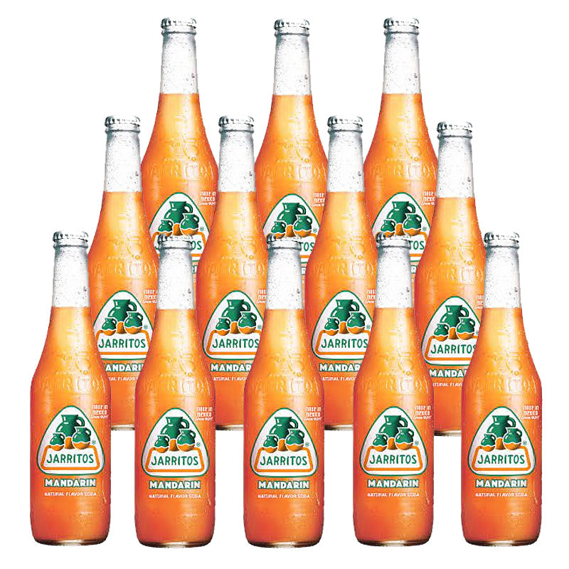 Jarritos Mandarin Orange Soda 370ml Mexican Soft Drink (Box of 12 Glass Bottles)