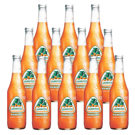 Jarritos Mandarin Orange Soda 370ml Mexican Soft Drink (Box of 12 Glass Bottles)