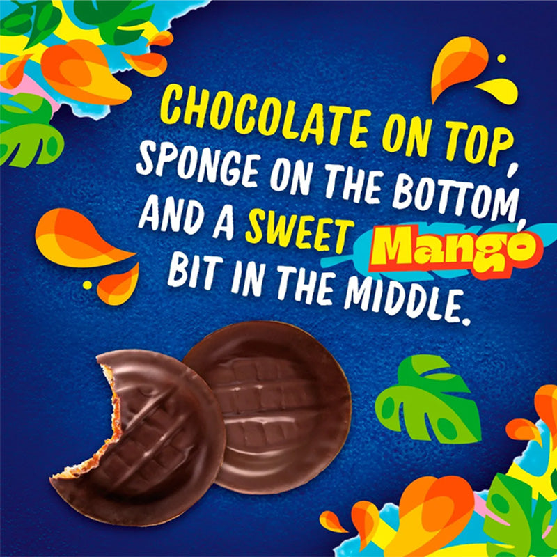 McVitie's Jaffa Cakes Original Chocolate Biscuits Mango Flavour 110g Fruity Sponge Cake Snacks (Box of 6)