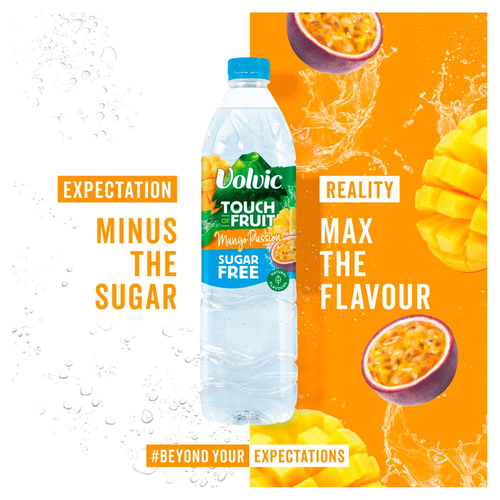 Volvic Touch of Fruit Sugar Free Mango Passion Natural Flavoured Water 12 x 500ml