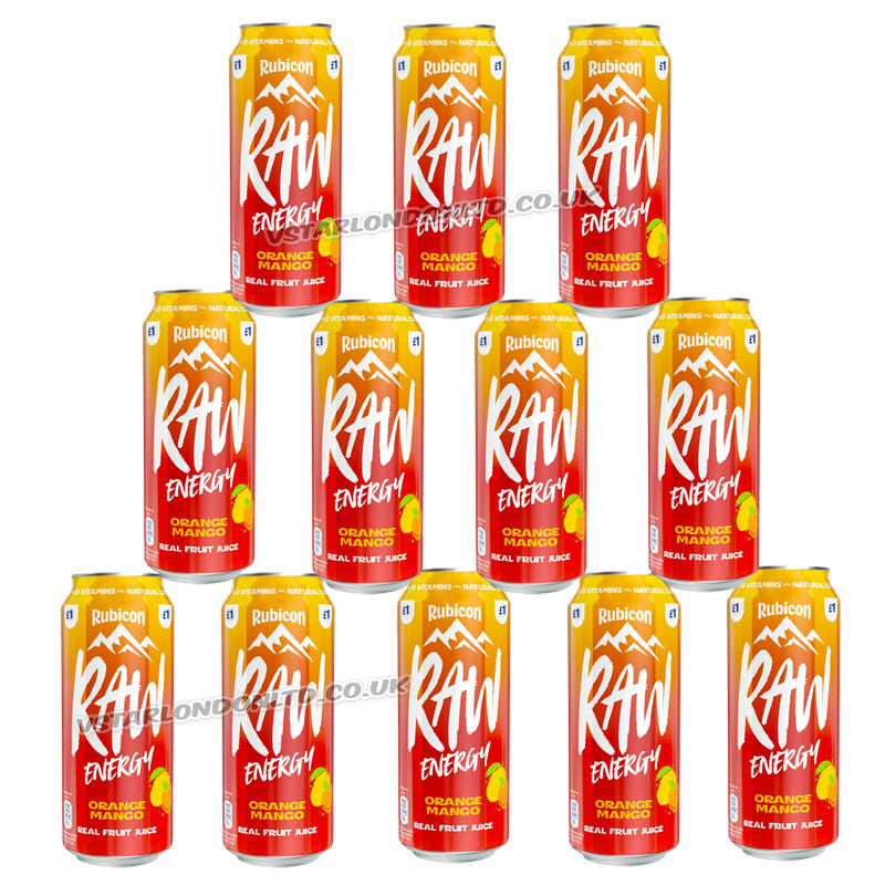 Rubicon Raw Energy Orange & Mango Energy Drink 500ml PMP (Box of 12 Cans)