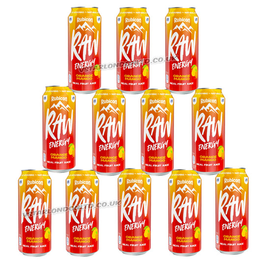 Rubicon Raw Energy Orange & Mango Energy Drink 500ml PMP (Box of 12 Cans)