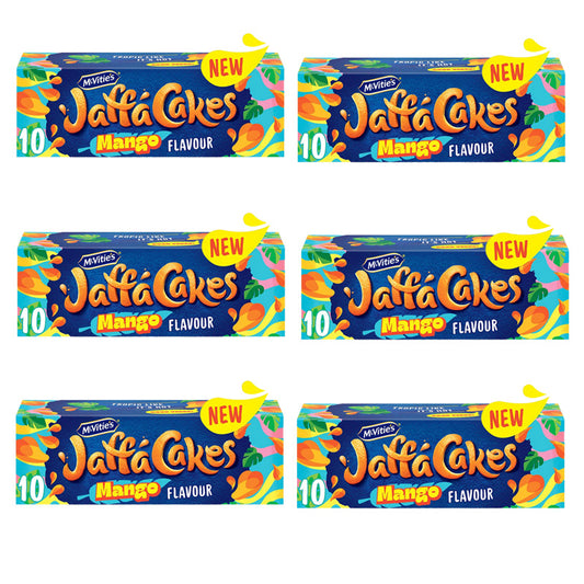 McVitie's Jaffa Cakes Original Chocolate Biscuits Mango Flavour 110g Fruity Sponge Cake Snacks (Box of 6)