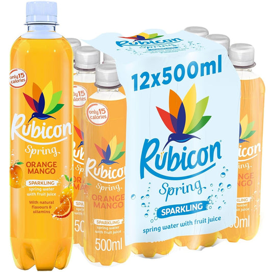 Rubicon Spring Orange Mango Sparkling Spring Water with Fruit Juice 12 x 500ml