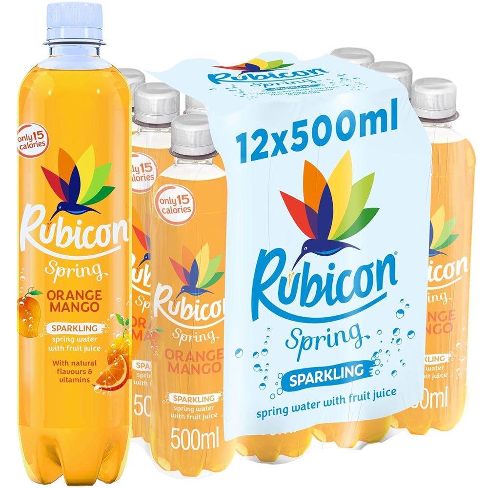 Rubicon Spring Orange Mango Sparkling Spring Water with Fruit Juice 12 x 500ml
