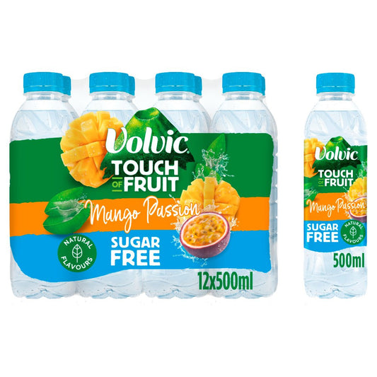 Volvic Touch of Fruit Sugar Free Mango Passion Natural Flavoured Water 12 x 500ml