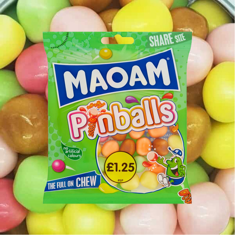 MAOAM Pinballs Fruit & Cola Flavour Chewy Sweets 140g x 14 Packs