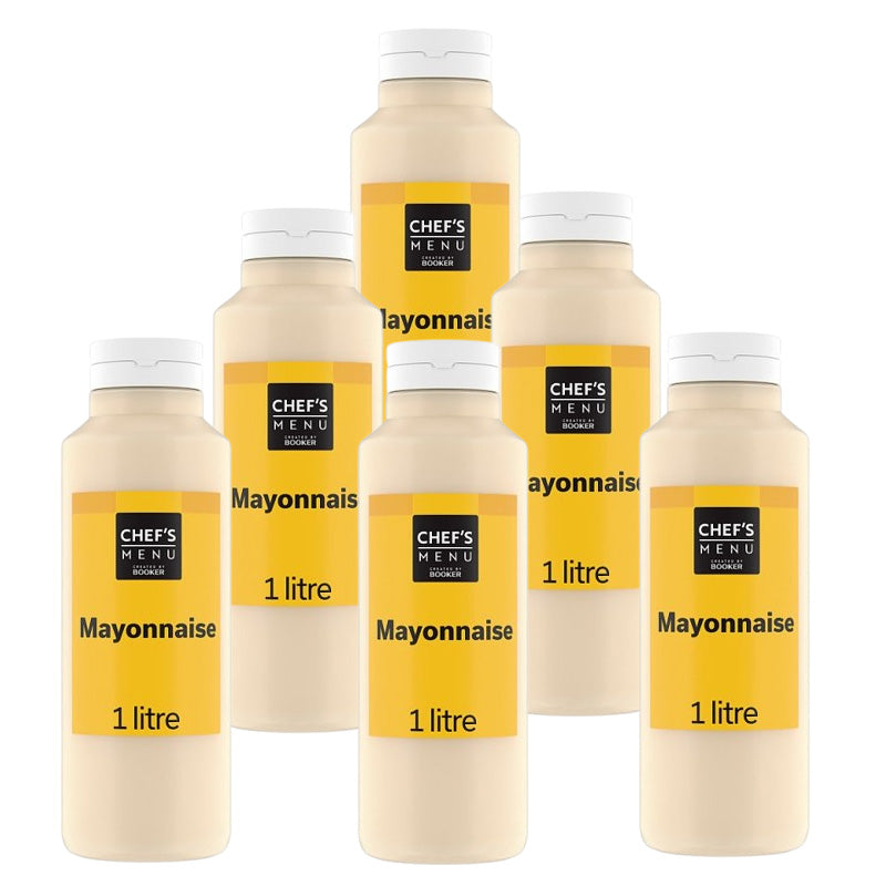 Chef's Menu Mayonnaise 1 Litre Creamy Vegetarian Mayo (Box of 3 & 6 Bottles)