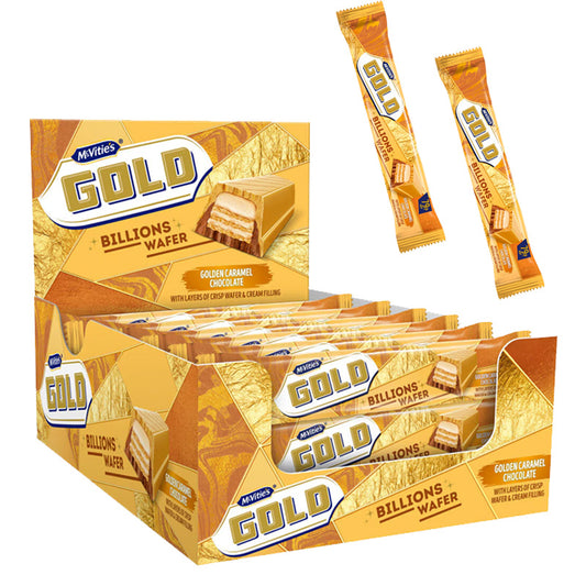 McVitie's Gold Billions Wafer Golden Caramel Chocolate 39g (Box of 24 Bars)