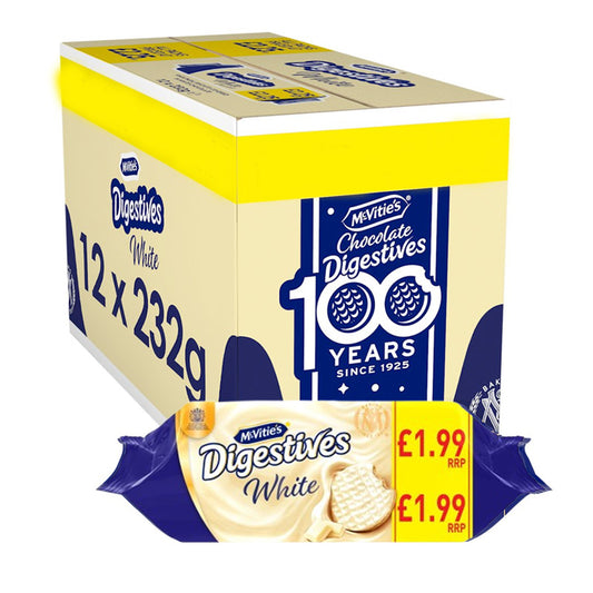 McVitie's White Chocolate Digestive Biscuits 232g PMP (Box of 12 Packs)