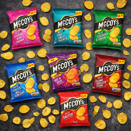 McCoy’s 65g PMP Crisps Mixed Bold Ridge Cut Flavours Snack (Box 10 & 20 Packs)
