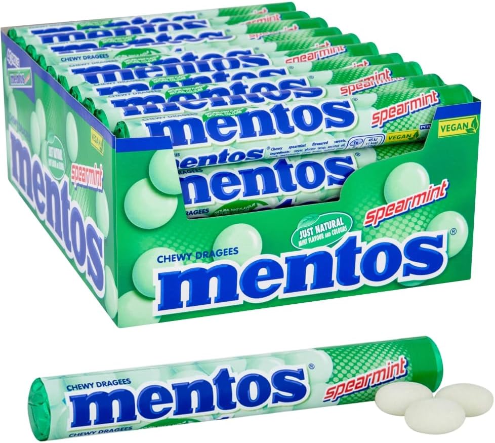 Mentos Spearmint Chewy Dragees Roll 40 x 37.5g
