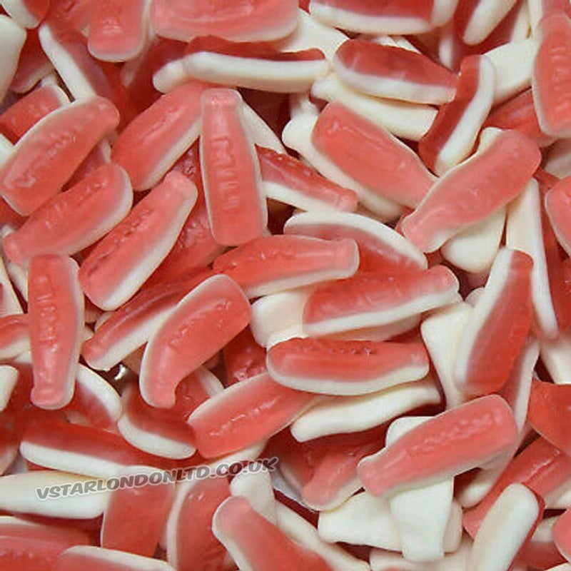Candy King Pink & White Milkshake Bottles Strawberry Gummy Sweets (1kg - 5kg)