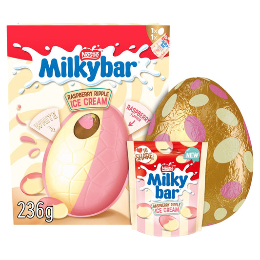 Milkybar Raspberry Ripple White Chocolate Large Easter Egg 236g