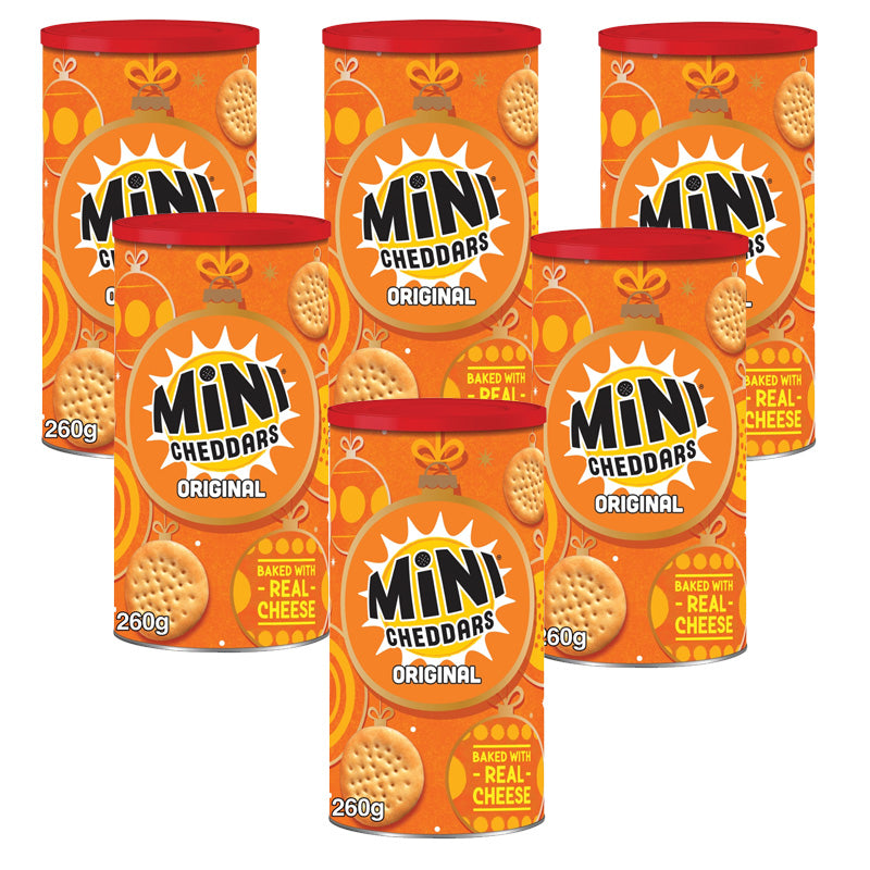 Mini Cheddars Original 260g Cheese Flavoured Oven Baked Biscuits (Box of 6 Tins)