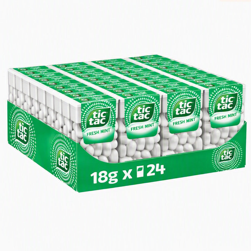 Tic Tac Fresh Mint Sweets 18g x 24 Packs – 37 Mints Per Pack