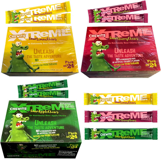 Chewits Xtreme Sour Chews – 34g Packs (Box of 24)