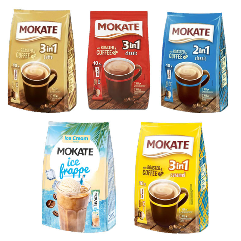 Mokate Instant Coffee Mix 2 In 1 3 In 1 Latte Caramel Frappe Sachets (4 to 10 Packs)