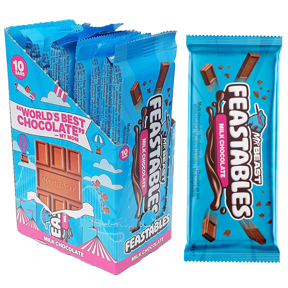 Feastables MrBeast Milk Chocolate Bar 60g (Box of 10)