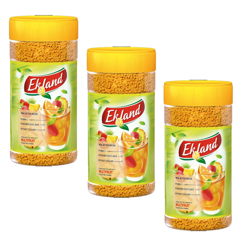 Ekland Instant Tea Drink Assorted Flavours 350g | Raspberry Lemon Peach Multivitamin Forest Fruit | 3 & 6 Bottles Pack