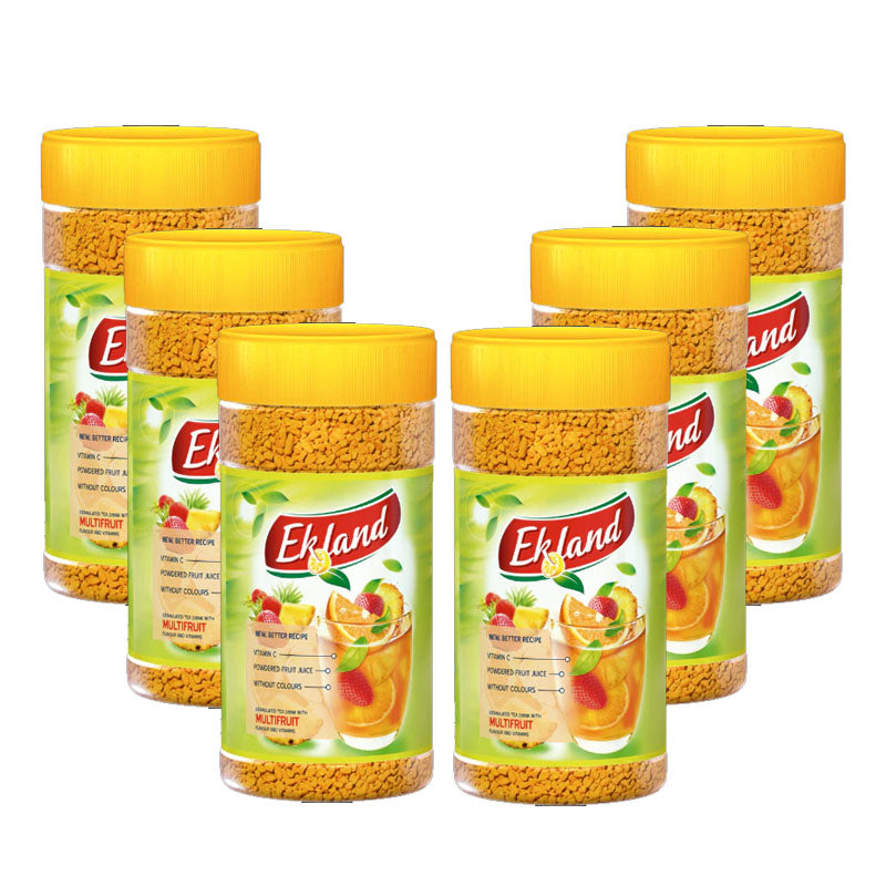 Ekland Instant Tea Drink Assorted Flavours 350g | Raspberry Lemon Peach Multivitamin Forest Fruit | 3 & 6 Bottles Pack