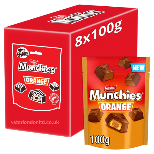 Munchies Orange Flavoured Chocolate Share Bag 100g(Box of 8 Pouches)