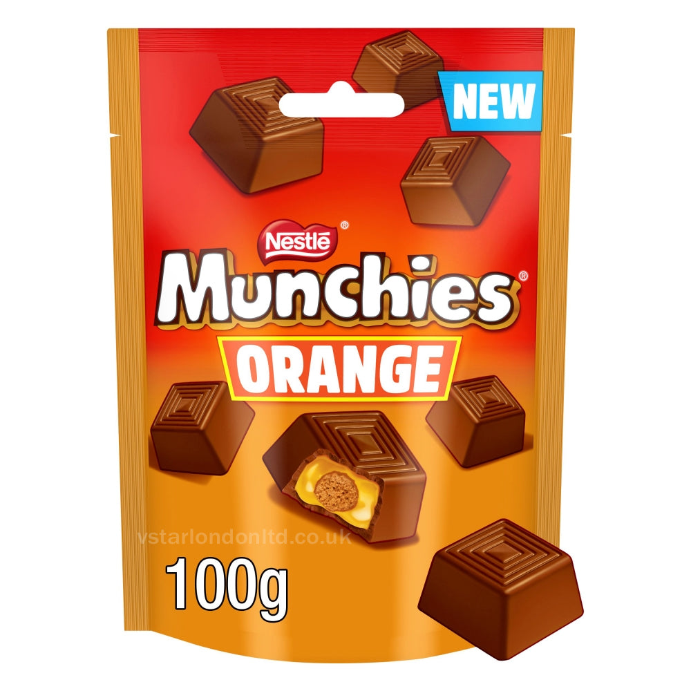 Munchies Orange Flavoured Chocolate Share Bag 100g(Box of 8 Pouches)