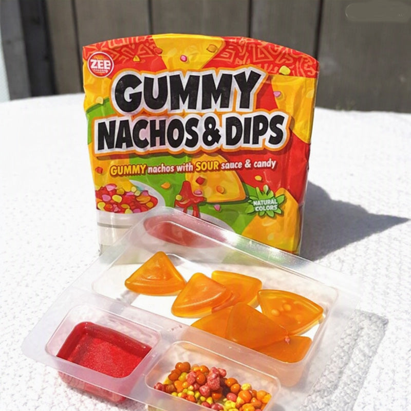 Zed Candy Gummy Nachos & Dips 51g x 12 Packs – Sour Fruit Flavour Sweets
