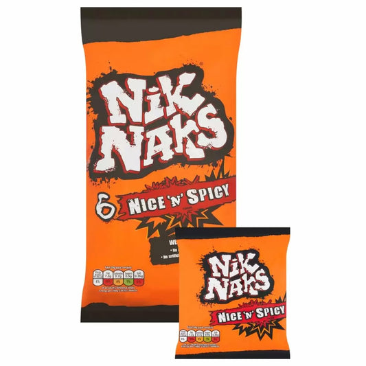 Nik Naks Nice & Spicy Corn Snacks 24 x (6 x 20g Bags)