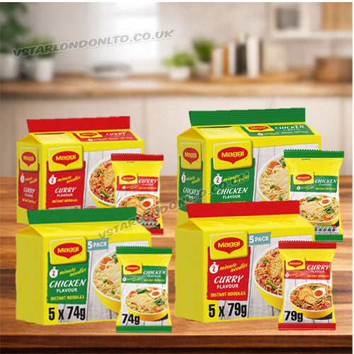 Maggi 2 Minute Instant Noodles – Curry & Chicken Flavours Multipack & Singles (box of 6 packs)