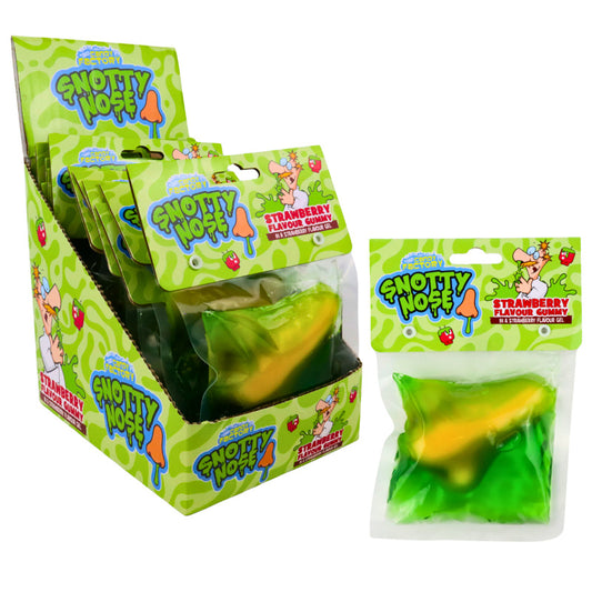 Crazy Candy Factory Snotty Nose 120g Strawberry Flavour Gummy Sweets Gel Candy Fun Treats (12 Packs)