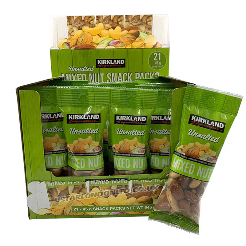 Kirkland Signature Unsalted Mixed Nut Snack Packs 45g (Box of 21 packs)