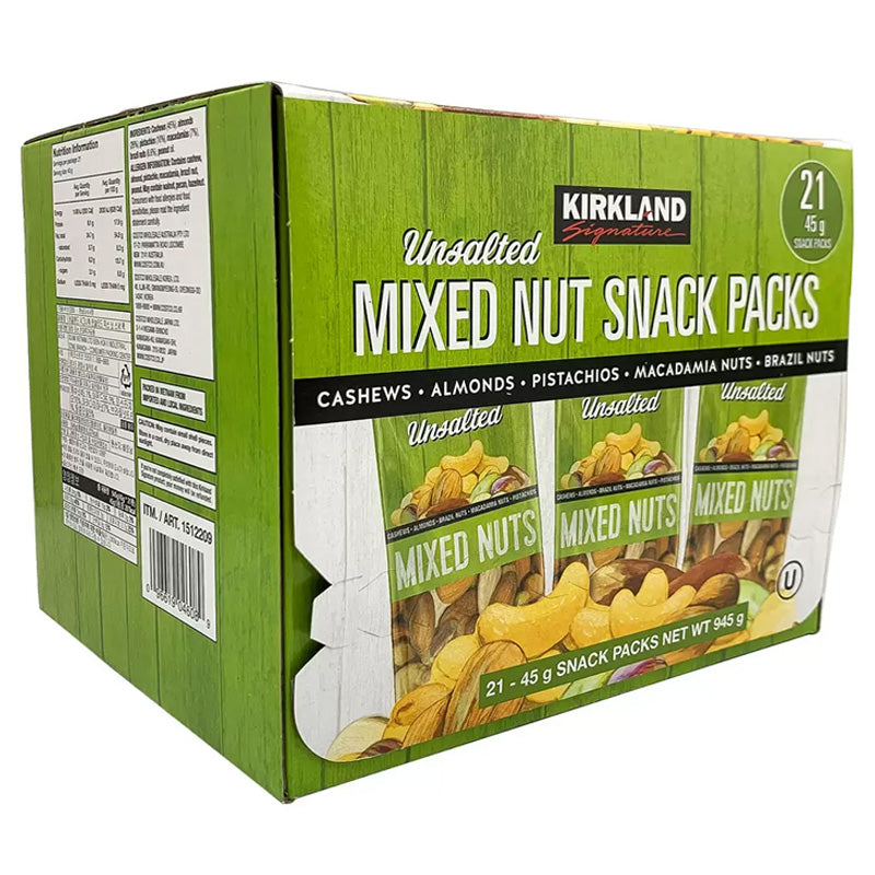 Kirkland Signature Unsalted Mixed Nut Snack Packs 45g (Box of 21 packs)