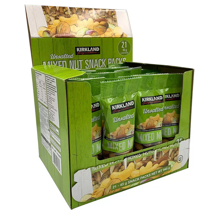 Kirkland Signature Unsalted Mixed Nut Snack Packs 45g (Box of 21 packs)