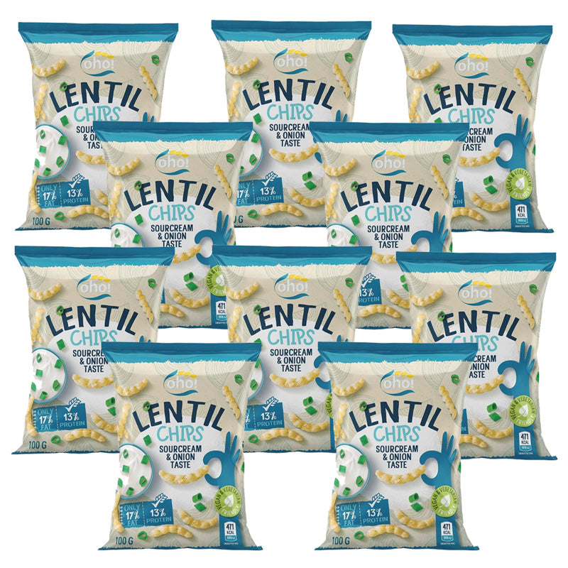 Oho! Lentil Chips Sour Cream & Onion 100g (10, 15 & 23 Packs)