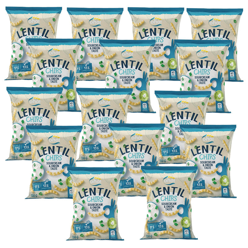Oho! Lentil Chips Sour Cream & Onion 100g (10, 15 & 23 Packs)