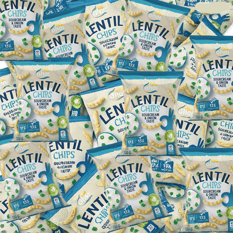 Oho! Lentil Chips Sour Cream & Onion 100g (10, 15 & 23 Packs)
