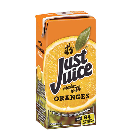 Just Juice Orange 200ml 100% Pure Orange Juice from Concentrate (Box of 24)