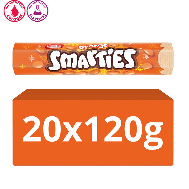 Smarties Orange Milk Chocolate Giant Tube 120g x 20 Tubes Orange Flavour Sweets