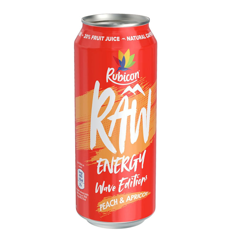 Rubicon Raw Energy Wave Editions Peach & Apricot 500ml (Box of 12 Cans)