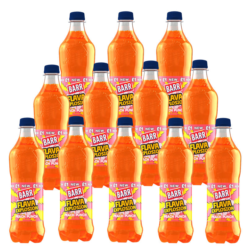 Barr Flava Explosion Peach Punch PMP 500ml x 12 Bottles -No Sugar