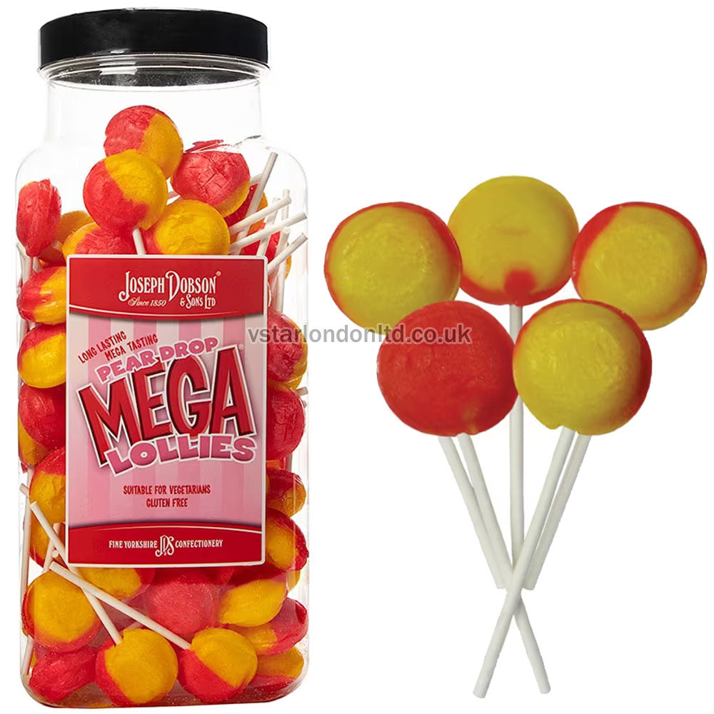 Joseph Dobson & Sons Mega Lollies Jar – Assorted Flavours & Sizes