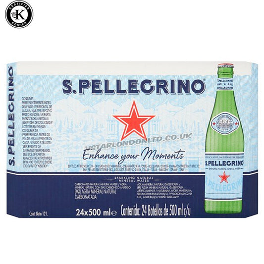 San Pellegrino Sparkling Water Glass Bottles 500ml Carbonated Natural Mineral Water (Box of 24 Bottles)