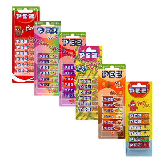 PEZ Candy Refills Mixed Flavours 51g 6 & 8 refill Assorted Sweets Collection (Box of 18 packs)