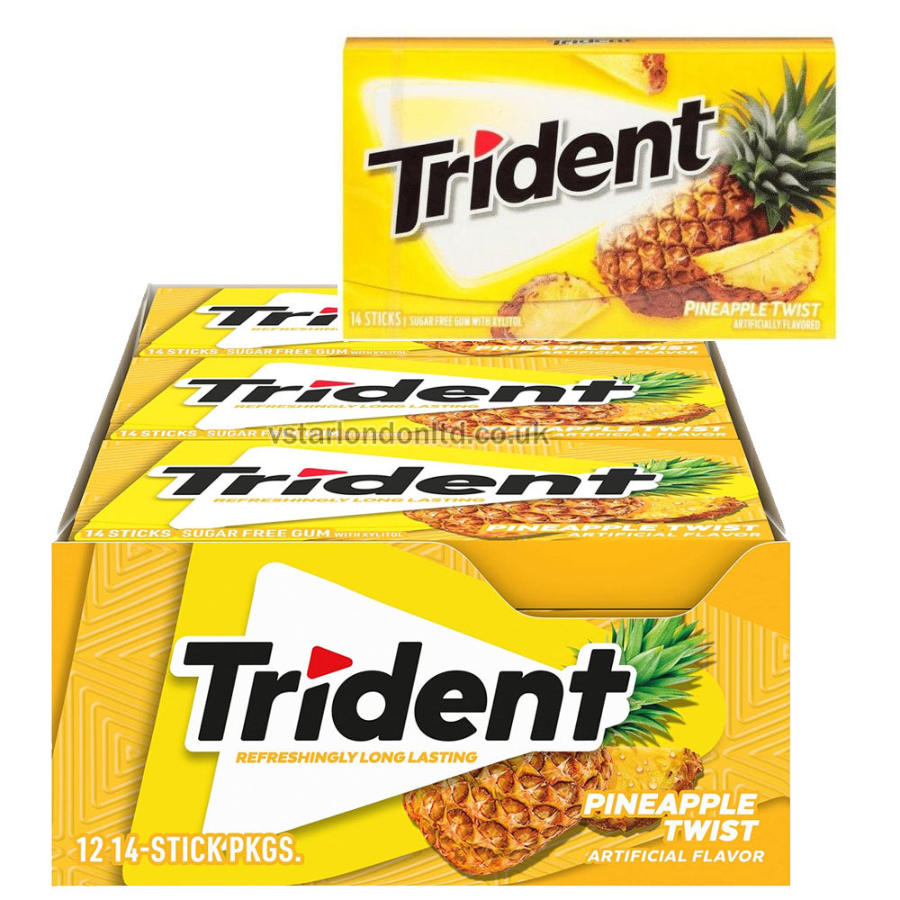 Trident Sugar-Free Gum – Assorted Twist Flavours (14ct, Box of 12)