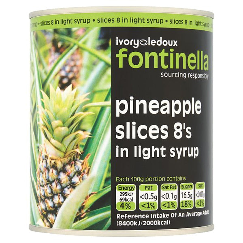 Fontinella Pineapple Slices in Light Syrup 850g Tin