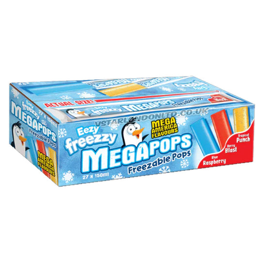 Eezy Freezzy 2in1 Freezable Pops 150ml Fruit Flavoured Ice Lollies Freeze At Home Treats (Box of 27 pops)