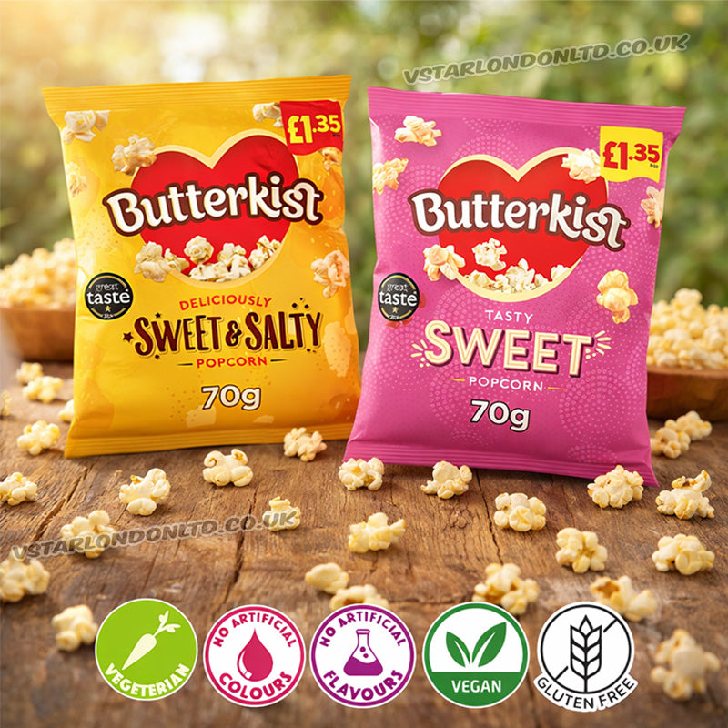 Butterkist Sweet Popcorn & Sweet Salty Popcorn 70g PMP (Box of 15 Packs)
